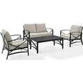 Crosley 4 Piece Kaplan Outdoor Seating Set with Oatmeal Cushion - Loveseat, Two Chairs, Coffee Table KO60009BZ-OL